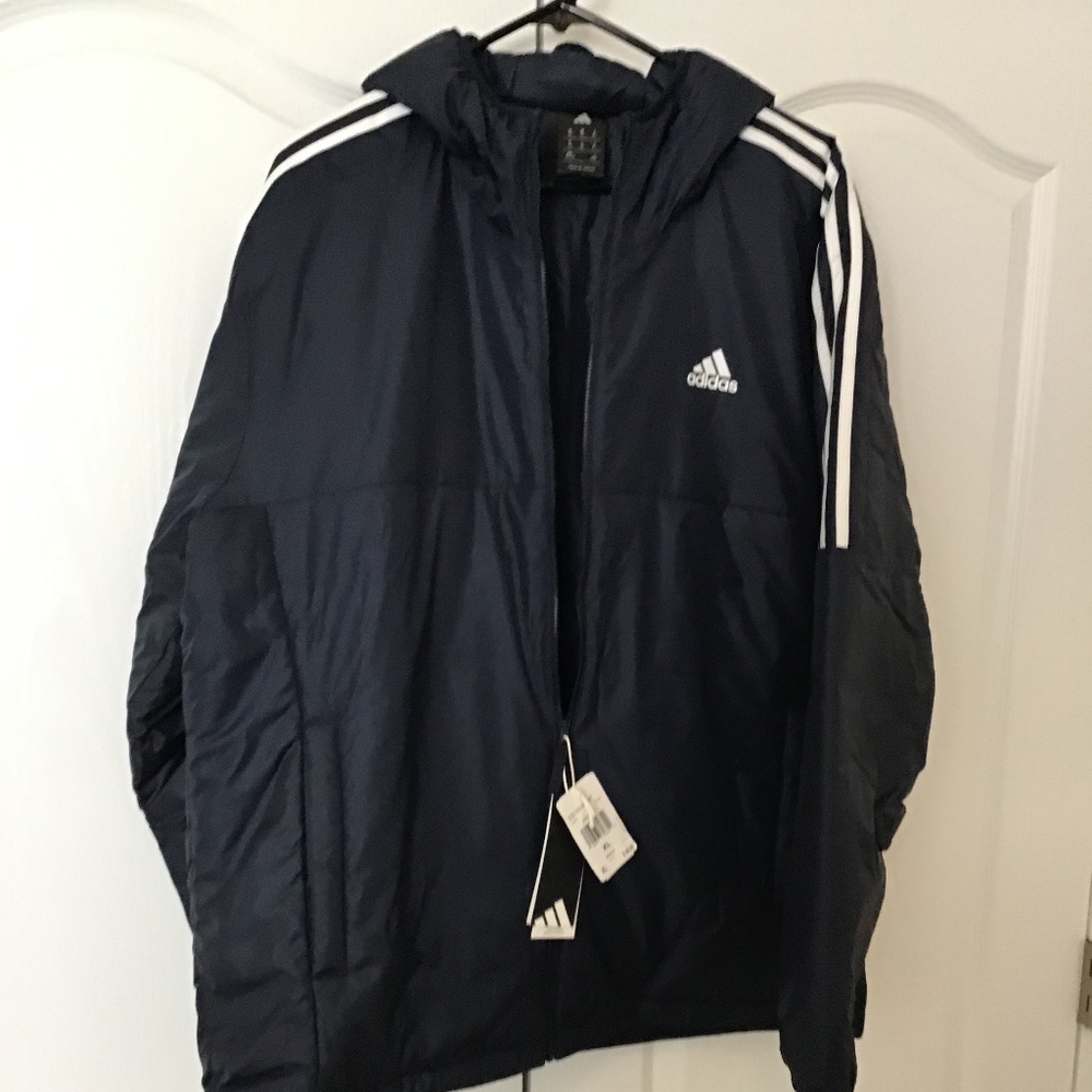 ADIDAS ESSENTIALS HOODED 3-STRIPES LIGHTWEIGHT JACKET - Picture 8 of 16